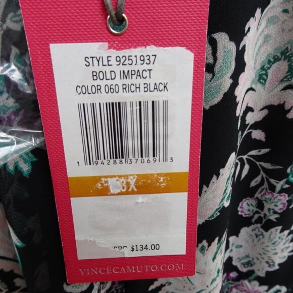 Vince Camuto Floral Dress Women's Plus 3X Black Ruffled - Picture 8 of 8